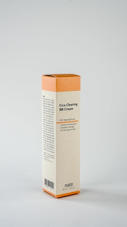 PURITO Cica Clearing BB Cream #13 Neutral Ivory 1 fl.oz / 30ml, Vegan bb cream, foundation, cruelty free