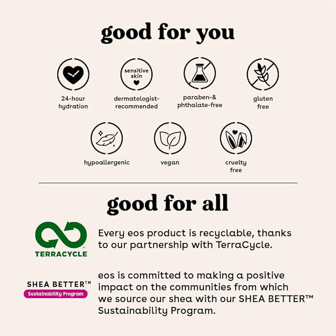 eos Shea Better Hand Cream - Fresh & Cozy Hand Lotion | Instant Hydration + Lasting Protection | 2.5 oz