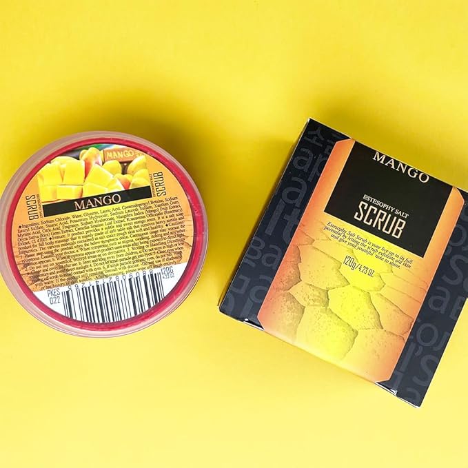 Estesophy Salt Scrub_Mango_Korean Salt Body Scrub, Salt Massge, Salt Soap, Body Care, Mango Salt Shower 4.2oz (120g)