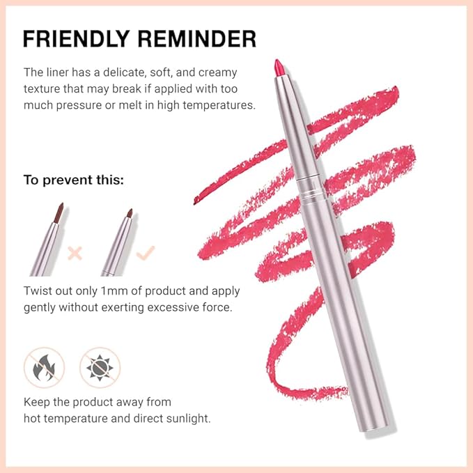 Retractable Lipliner Pencil Waterproof Makeup for Lip Liner and Eye Liner, Smooth and Creamy, Long Lasting Matte Finish, Vegan Beauty, Matte Velvet Pigmented Lip Liner (11#Rogue Red, 1)