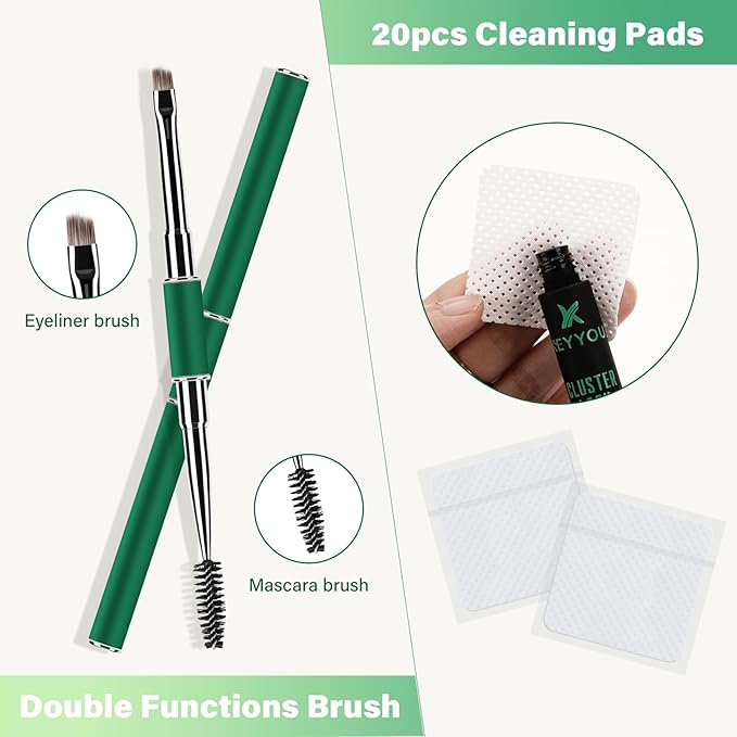DIY Lash Extension Kit KEYYOU 300Pcs Individual Eyelash Extension Kit 30D 0.07D Curl 9-18MIX Lash Clusters Kit with Lash Glue Remover Applicator Easy to Use for Beginners(Kit-30D-0.07D,9-18MIX)