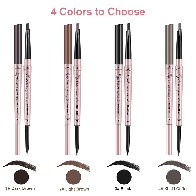 Eyebrow Pencils 2-Pack, Professional Brow Pencil Dual Tips Retractable Waterproof Natural Eye Brows Makeup, Dark Brown