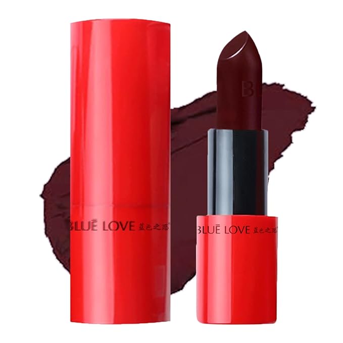 BLUE LOVE Lustrous Lipstick - Long-Lasting Moisturizing Red & Black Lip Stick for Women | Non-Greasy Formula for Soft, Hydrated Lips (018#Iced Rose)