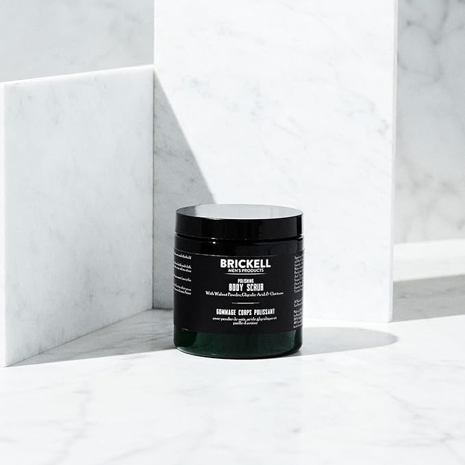 Brickell Men's Polishing Body Scrub for Men, Natural and Organic Body Exfoliator to Remove Dirt, Prevent Blemishes, and Brighten Skin (8 ounce)