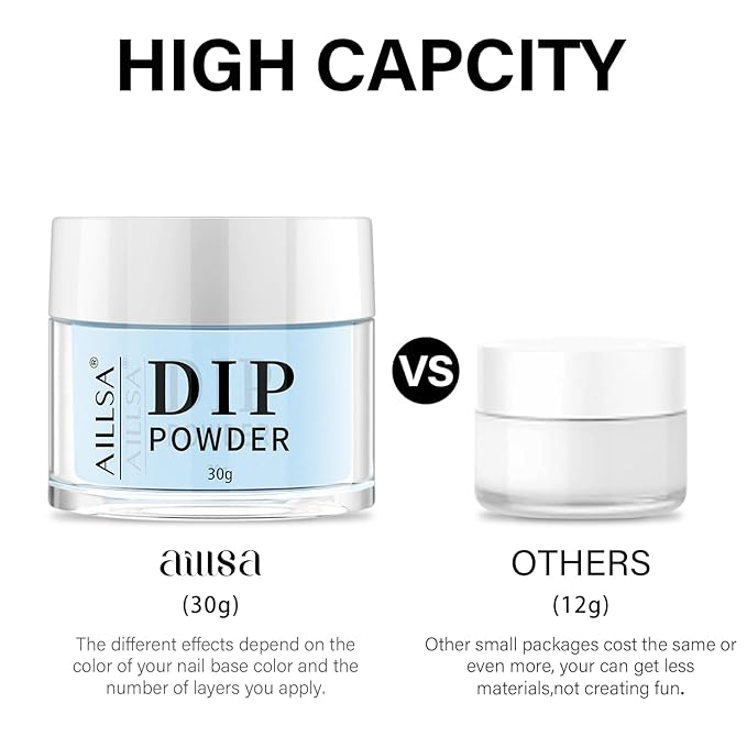 AILLSA Light Blue Nail Dipping Powder - DIY Manicure Salon at Home - Easy to Use - Valentine's Day Gift (1 Oz)