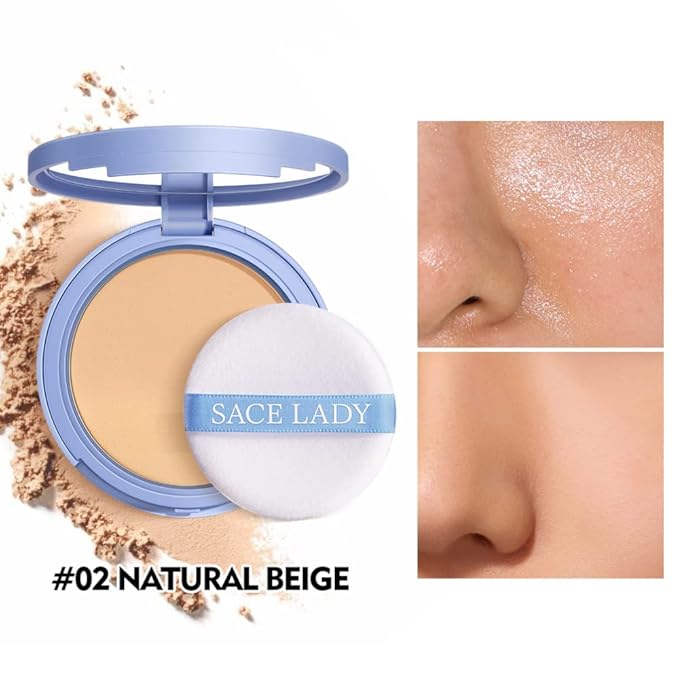 SACE LADY Full Cover Liquid Concealer and Face Pressed Compact Powder Makeup Set, Flawless Lasting Oil Control Face Makeup Kit 2Pcs