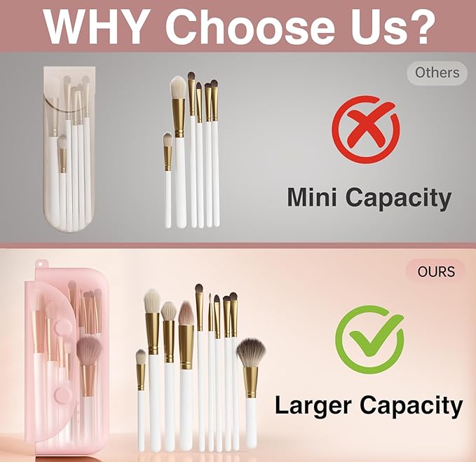 Silicone Makeup Brush Holder Large Travel Makeup Brush Case Original Design Brushes Holder with Magnetic Closure Pink