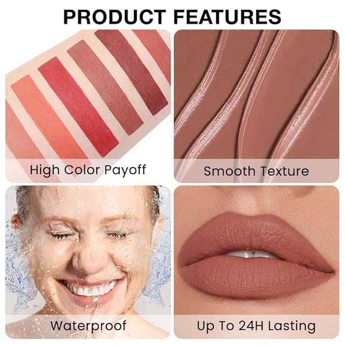 lip liner pencils, Modern Classic Lip Liner, Lip Liner Pigmented Vegan Matte, Lasting Finish Lip Liner, Luxurious Creamy Long Lasting Lip Liner, Prevents Feathering and Fading (03#Red Brown, 1)