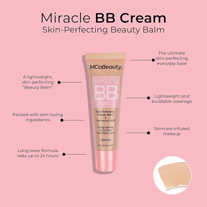 MCoBeauty Miracle BB Cream, Natural Tan, Skin-Perfecting Coverage for Effortless Beauty, Vegan, Cruelty Free Cosmetics