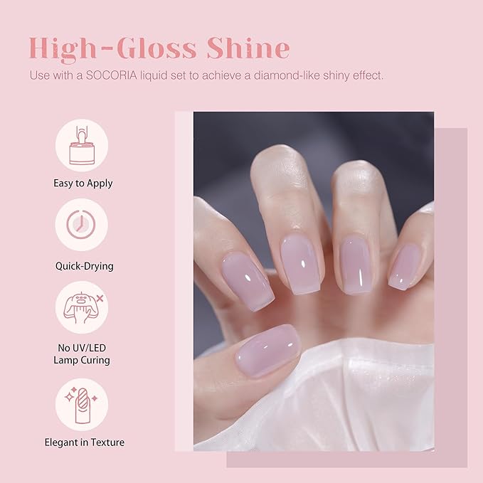 Dip Powder Nail Kit, Light Red Light Purple Skin Color Dipping Powder Liquid Set All Seasons with Base Top Coat and Activator for Nail Art Manicure Salon DIY at Home 9 Pcs