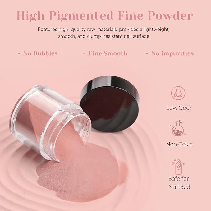 Dip Powder Nail Kit, Light Red Light Purple Skin Color Dipping Powder Liquid Set All Seasons with Base Top Coat and Activator for Nail Art Manicure Salon DIY at Home 9 Pcs