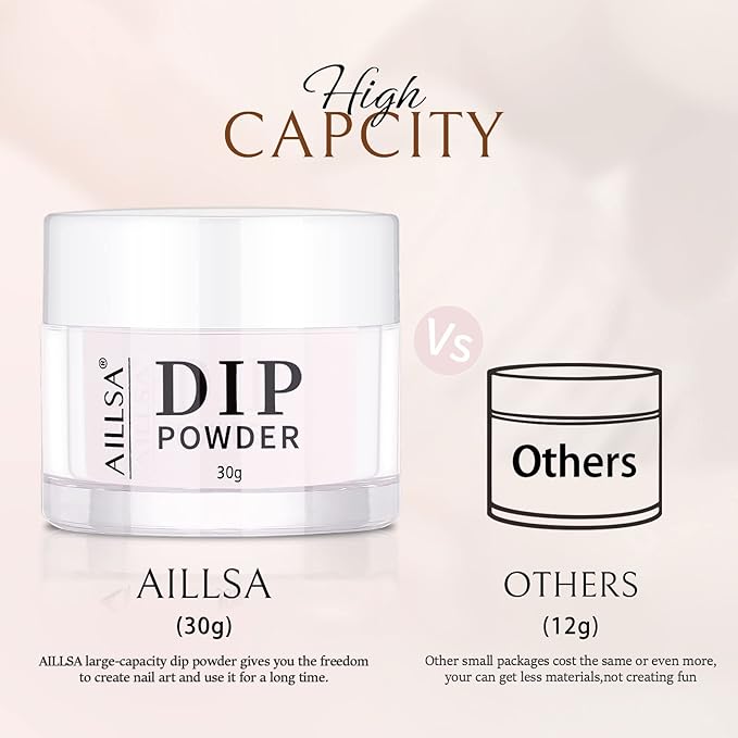 AILLSA Dip Powder Light Pink, Pink Dip Powder Nail 1 Oz, Nail Dipping Powder French Nail Art for Starter Manicure Salon DIY at Home, Dip Powder Colors Long Lasting, Odor-Free, Valentine's Day's Gift