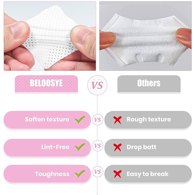 1000 PCS Eyelash Extension Glue Wipes,Lint Free Nail Wipes,Super Absorbent Soft Non-woven Fabric Adhesive Nail Polish Remover Wipe, Glue Wiping Cloth for Lash Extension Supplies and Nail Polish Bottle