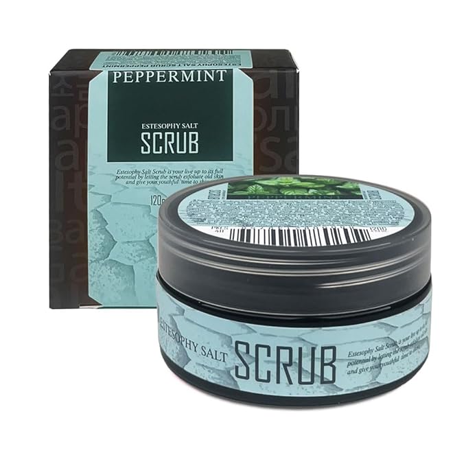 Estesophy Salt Scrub_Peppermint, Korean Salt Body Scrub, Salt Massge, Salt Soap, Body Care, Peppermint Salt Shower, Refreshing body scrub 4.2oz (120g)