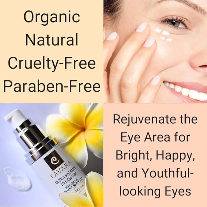 Organic Anti Aging Eye Cream for Dark Circles and Puffiness, Natural Under Eye Serum with Hyaluronic Acid, Jojoba Oil, Vitamin E, and Aloe Vera, Helps Reduce Fine Lines & Wrinkles (Pack of 2)