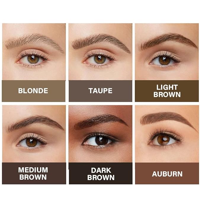 Eyebrow Stamp Stencil Kit, 24 Reusable Thick & Thin Eyebrow Stencils, Waterproof Brow Pomade, Dual-Ended Brush & Sponge Applicator for Perfect Natural Brows (Light Brown)