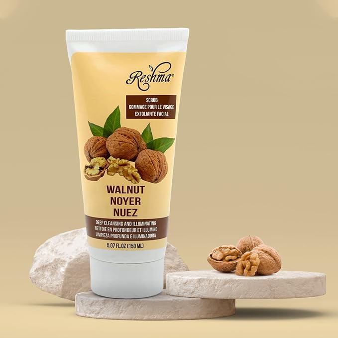 Reshma Beauty Walnut Scrub, Dual Action Cleanser Face & Body Scrub, Gentle for All Skin Types and Dull Skin, Deep Cleansing and Moisturizing, Enhances Natural Glow, Cruelty-Free, 5.07 oz, Pack of 1