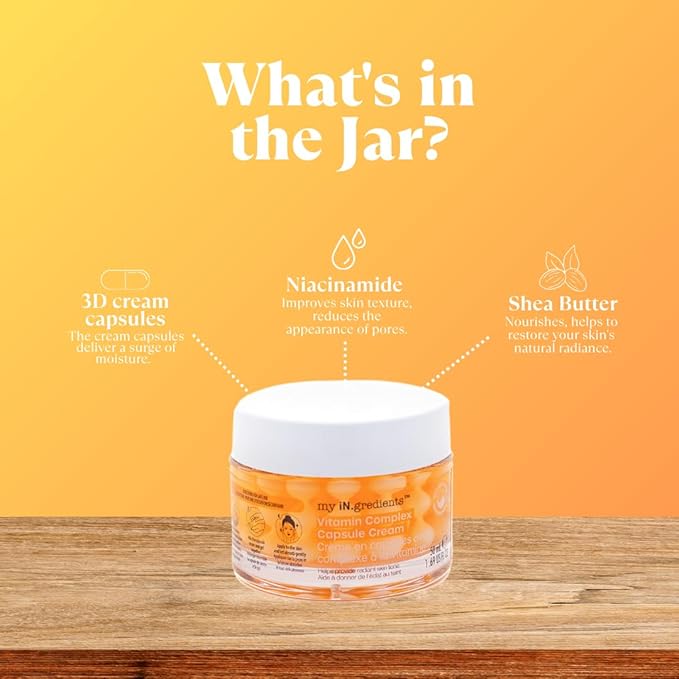 masque BAR My Ingredients Hydrating Face Moisturizer Capsule Creams with Shea Butter, Niacinamide, Vitamin Complex- Instant Dry Skin Hydration, Improves Skin Texture- Anti-Aging Face Cream- 50ml