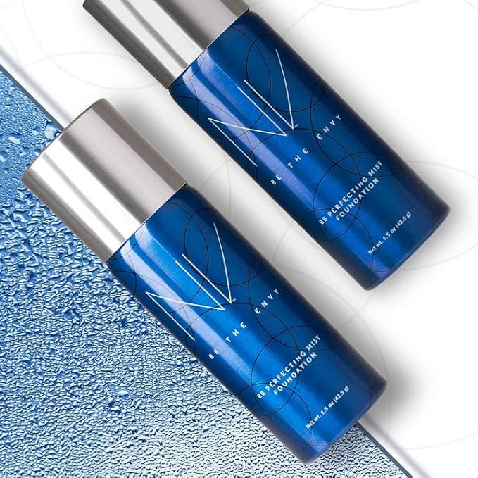 NV BB Perfecting Mist Foundation Buildable Coverage Professional Airbrush Makeup with Plant-based Stem Cell Polypeptides, Vitamins A, D, E and Aloe, 1.5 ounces, Warm Ivory