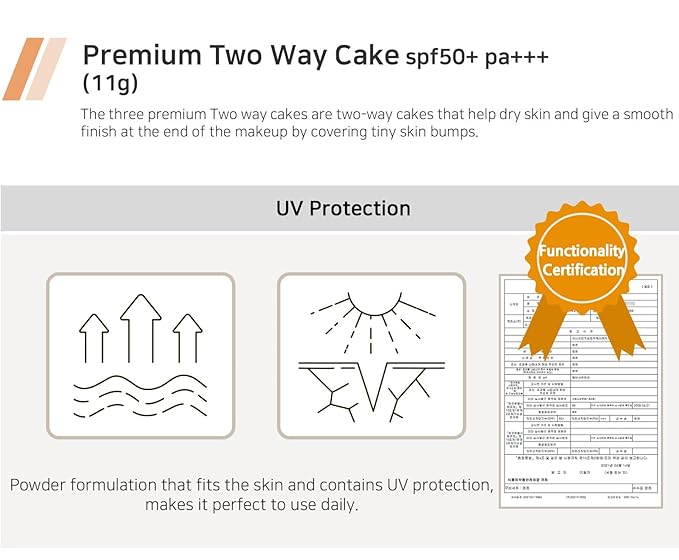 Enough Premium Ultra X10 Two Way Cake SPF50, Korean Makeup Setting Powder Foundation, Face Powder with Collagen, Tattoo Cover Up - Refill Including (#13 Light beige, 0.39 oz)