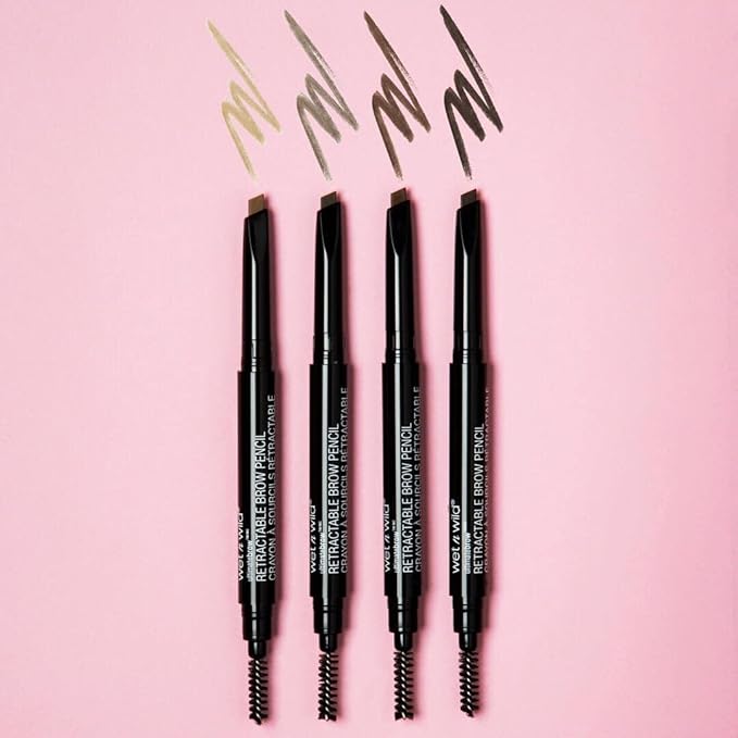 wet n wild Ultimate Eyebrow Retractable Definer Pencil, Ash Brown, Dual-Sided Brow Brush, Fine Tip, Shapes, Defines, Fills Brow Makeup