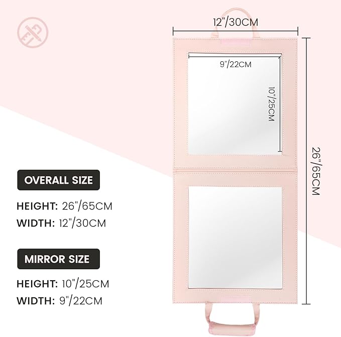 Fanwoli Hanging Mirror for Dance Bag with Garment Rack | Full-Body | Foldable & Portable | HD Reflection No Deformation