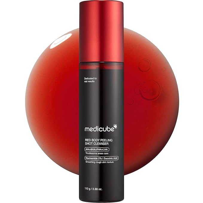 medicube Red Body Peeling Shot, AHA + BHA Exfoliating Body Spray for Summer-Ready Smooth Skin, Treats Strawberry Skin, Bumps & Breakouts, 3.88 oz
