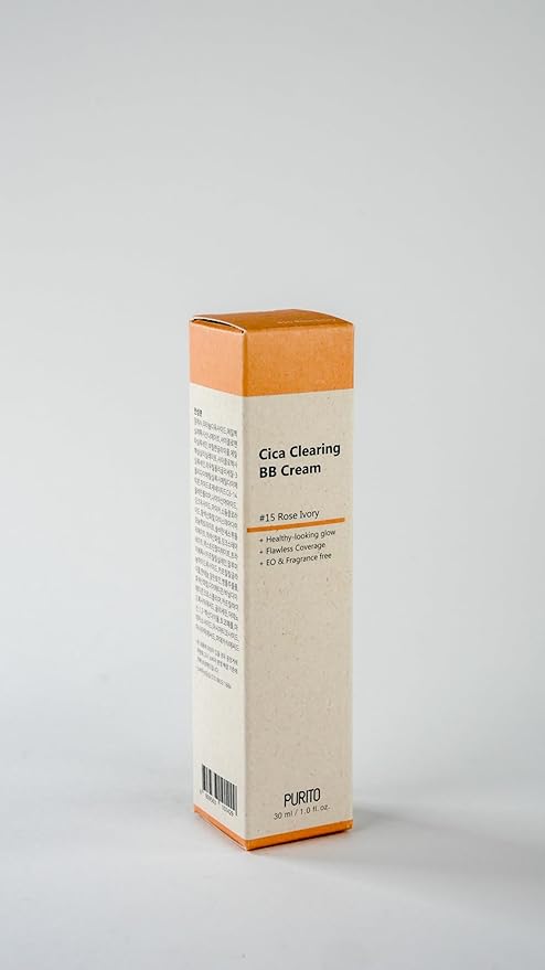 PURITO Cica Clearing BB Cream #15 Rose Ivory 1 fl.oz / 30ml, Vegan bb cream, foundation, cruelty free