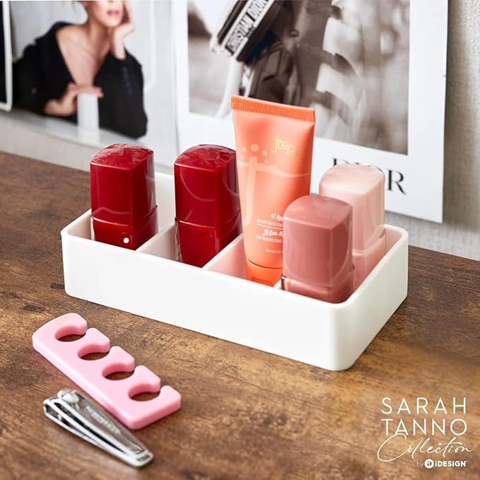 iDesign The Sarah Tanno Collection 4 Slot Silicone Cosmetic Drawer Organizer, White