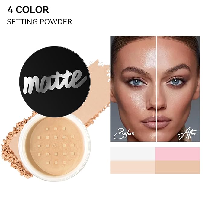 Face Loose Setting Powder, Translucent Long-lasting Waterproof Concealer Powder Light Breathable Oil-controlling, Smooth Matte Finish for Daily Face Makeup (02# Pink, 0.21 oz)