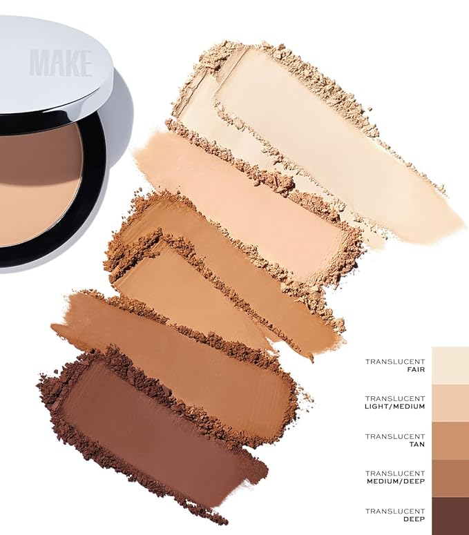MAKE Beauty Diffusion Set, Translucent Setting Powder - Pressed Face Powder Compact for Smooth Matte Complexion. Sheer Coverage Finishing Foundation for Excess Oil. Shade - Light Medium