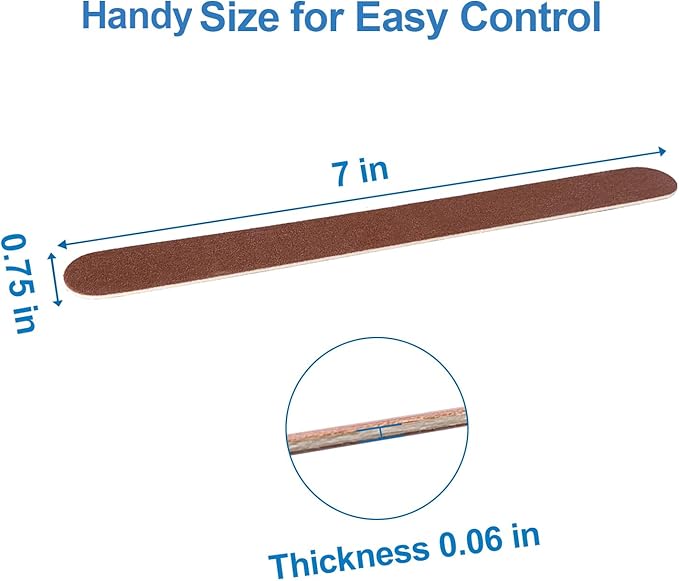 100 Pcs Wooden Nail Files, 7 Inches Emery Board Nail File for Nature Nails, Manicure Tool Set Disposable Nail File for Home Salon Brown