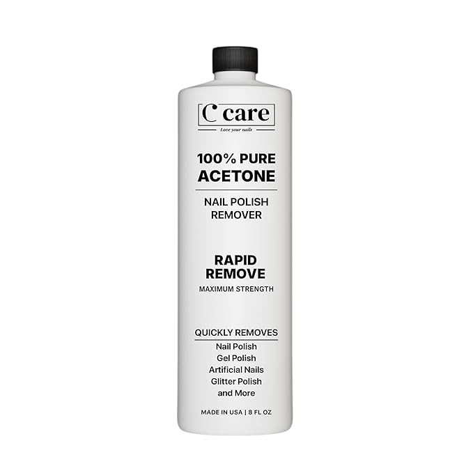 100% Pure Acetone Nail Polish Remover | Professional Quality | Easy To Use | Rapidly Removes Natural, Gel, Acrylic, shellac, and Glitter Nails | 8 Fl oz