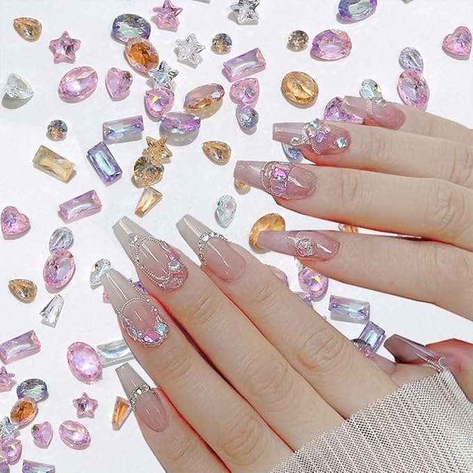 100pcs Colorful Zircon Mini Nail Rhinestones Clear Rhinestones for Nails Design 3D Nail Charms and Gems for Crafting Rhinestone Kit Fingernail Diamonds Nail Art Crystals Women Manicure Decor Gemstones