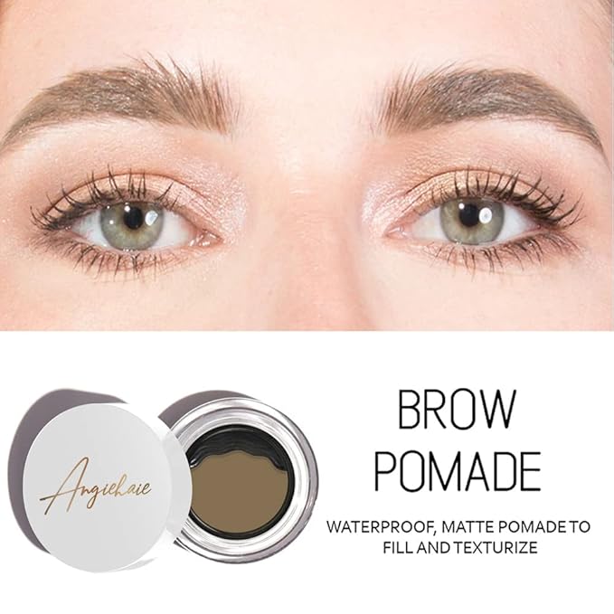 Eyebrow Stamp Stencil Kit, 24 Reusable Thick & Thin Eyebrow Stencils, Waterproof Brow Pomade, Dual-Ended Brush & Sponge Applicator for Perfect Natural Brows (Medium Brown)