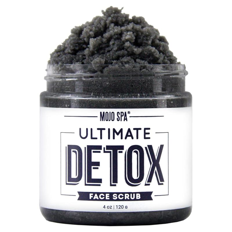 Mojo Spa Ultimate Detox Face Scrub | Amber, Vanilla, Musk Scent | Moisturizing & Detoxifying Sugar Exfoliator | 4 oz