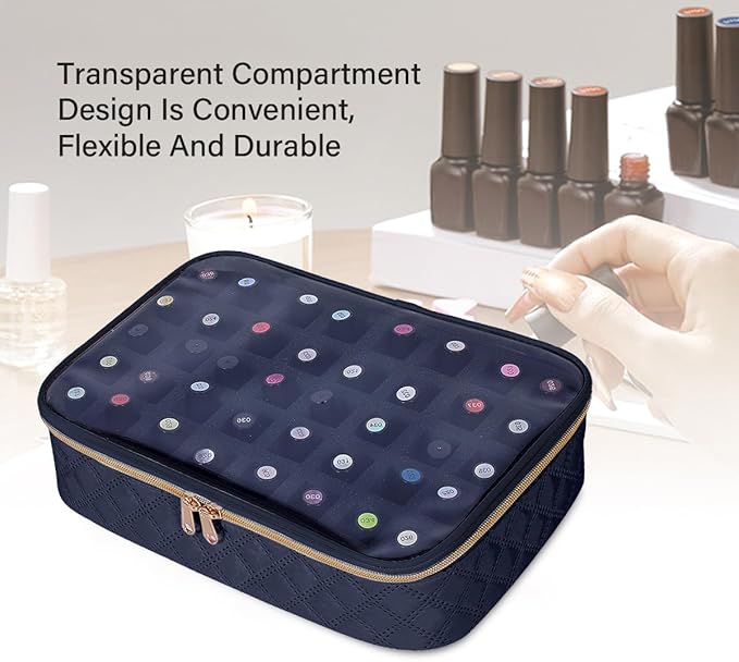 Nail Polish Bag organizer-Holds 40 bottles(15ml-0.5fl.oz),Nail Polish Carrying Case Clear Multifunctional Cosmetic Travel Cases Makeup Bags Black