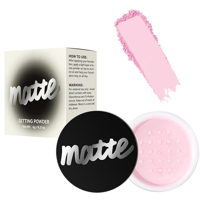 Face Loose Setting Powder, Translucent Long-lasting Waterproof Concealer Powder Light Breathable Oil-controlling, Smooth Matte Finish for Daily Face Makeup (02# Pink, 0.21 oz)