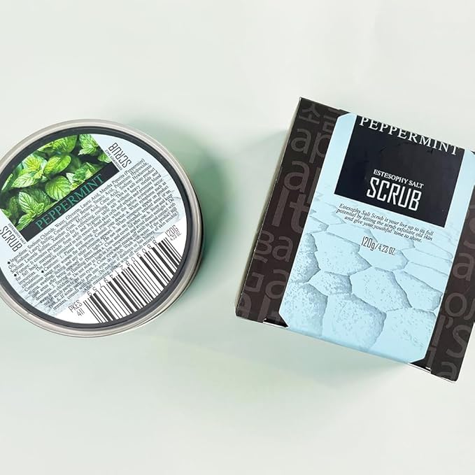 Estesophy Salt Scrub_Peppermint, Korean Salt Body Scrub, Salt Massge, Salt Soap, Body Care, Peppermint Salt Shower, Refreshing body scrub 4.2oz (120g)