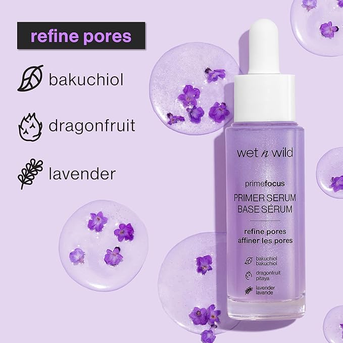 wet n wild Prime Focus Facial Serum Primer Makeup Extending, Hydrating Face Skin Care Product, Reduces Fine Lines And Wrinkles, For Repairing Dry Skin, Retinol Alternative