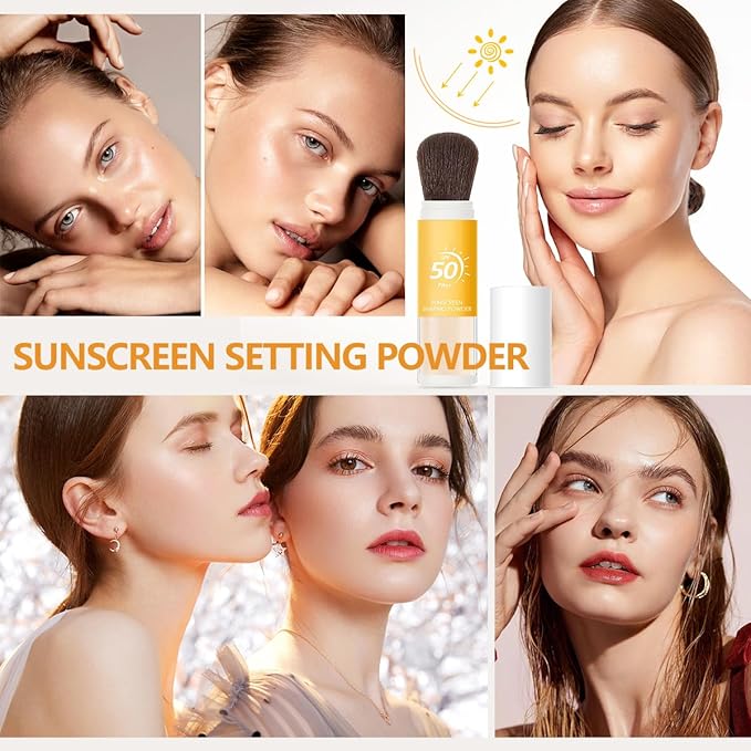 Sunscreen Setting Powder for Face,Mineral Powder Sunscreen Oil Control Natural Matte Finish Breathable,Long-lasting Face Powder SPF,All Skin (1 PCS)