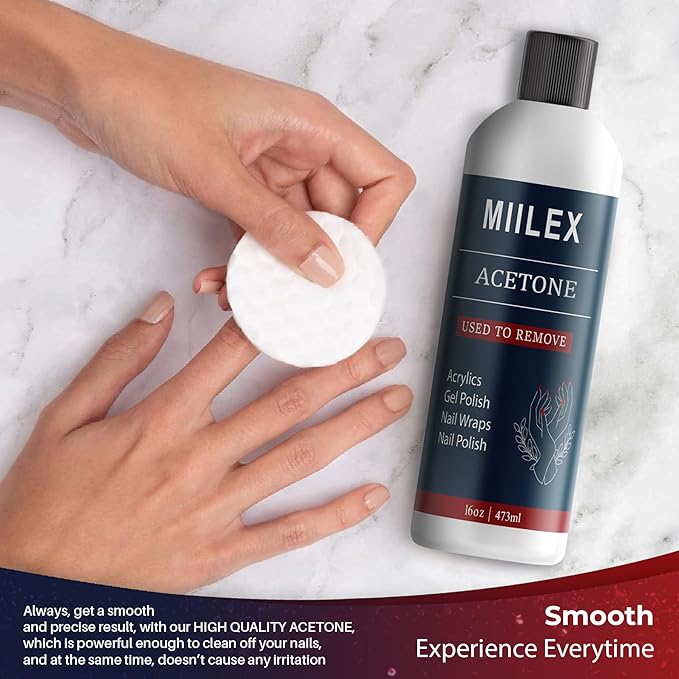 100% Pure Acetone 16oz - Nail Polish Remover, Professional Strength Gel, Acrylic & Dip Remover – Fast Acting.