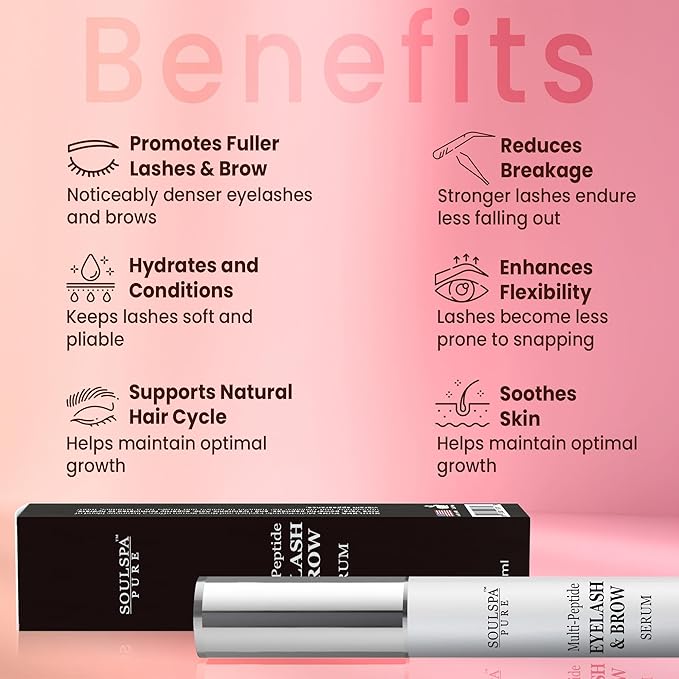 Eyelash Serum - Advanced Brow & Eye Lash Growth Formula with Biotin & Peptides - Nourishing Conditioner for Eyelashes and Brows - Promotes Thick, Healthy Eyelashes & Brows - 5 ML
