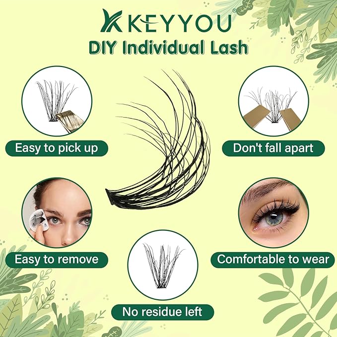 3D Effect Individual Eyelash Clusters 300pcs 30D D Curl 9-18MIX Wispy Fluffy Cluster Lashes Natural Soft DIY Lash Extension