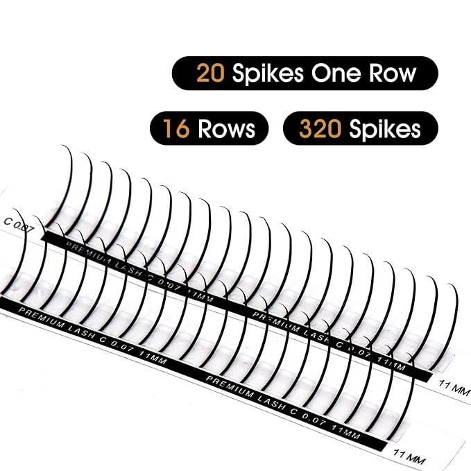 KOLYBEL Premade Fan Spikes Lash Extensions 0.07mm C Curl 8-15mm Mixed Tray Wipsy Volume Lash Extensions 320 Spikes Fans Matte Black Eyelash Extension Supplies(0.07-C,8-15mm)