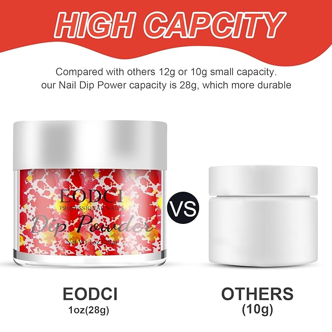 1oz Glitter Sequins Red Color Dip Powder Nails Dipping Nails Long-lasting Nails No UV Light Needed, Dipping Powder French Nail Art Starter Manicure Salon DIY at Home