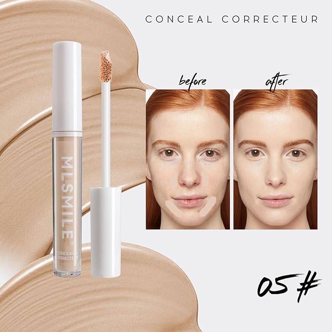 Color Liquid Conceal Contour Foundation, Waterproof 8 Colors Cream Lightweight Liquid Concealer Contour Makeup for Concealing Blemishes, Brighten Dark Circles, Improves Uneven Skin Tone, 05