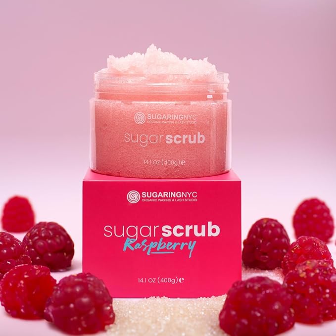 Sugaring NYC Moisturizing and Exfoliating Signature Body Scrub - Silky Smooth Skin and Ingrown Hair Prevention (Raspberry Heaven)