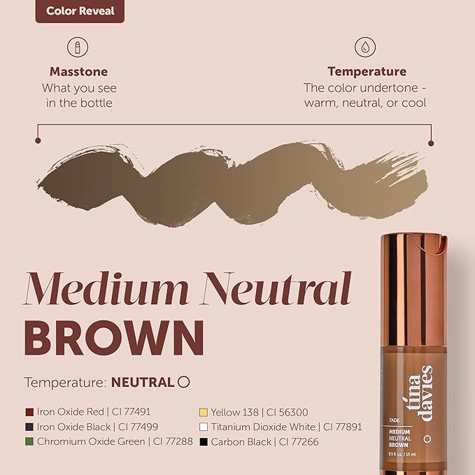 Tina Davies FADE Eyebrow Pigments, Medium Neutral Brown 15ml