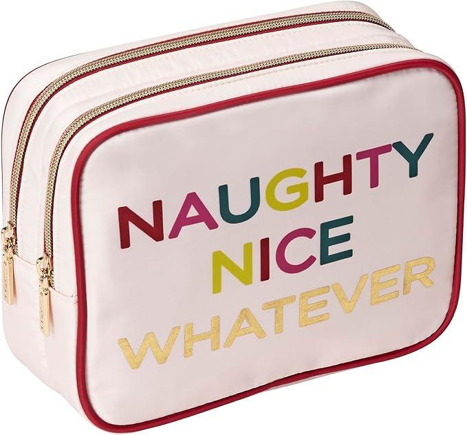 Conair Women's Double Zip Toiletry Travel Bag-Makeup Organizer-Gifts for her, Pink, 1 Count (Pack of 1)